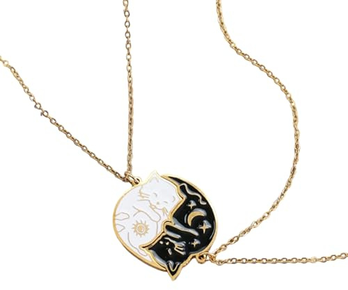 Yuwnd Freundschaftskette BFF Ketten für 2, Freundschaftskette für 2 Mädchen, Partner Kette Schmuck Katze, Matching Necklace Best Friends Kette, 3x2.7cm Freundschaftsgeschenke