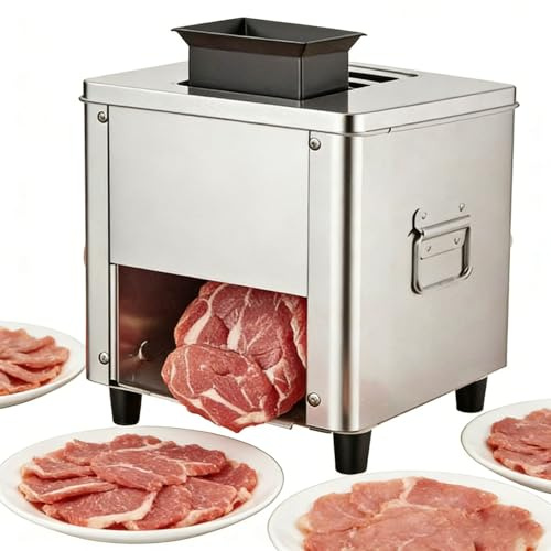 1500W Heavy Duty Electric Meat Cutting Machine,Stainless Steel Commercial Food Slicer,Multifunctional Dicer Shredder for Slices Strips Cubes of Meat,15mm