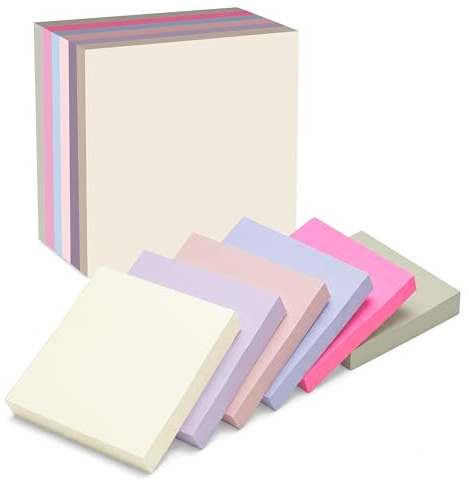 BIROYAL Haftnotizen, 420 Blatt Sticky Notes, 76 x 76 mm, Rosa Pastell | 6 Blöcke Selbstklebende Klebezettel bunt, Leicht zu Beschreiben, Wiederaufklebbar, Notizzettel für Schulsachen, Schule, Büro