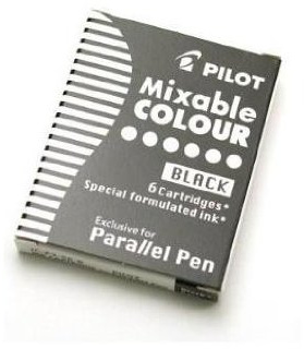 Pilot 6 Tintenpatronen für „Parallel Pen“, Schwarz, 3 Packungen