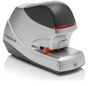 Rexel Optima 45 2104454EU - Grapadora eléctrica, capacidad para 45 hojas, 24 x 15 x 9.5 cm, color plateado y negro