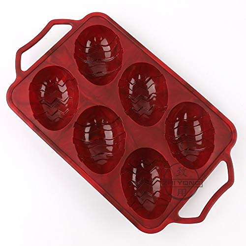 KeepingcooX Silikon Ostern Ei Backform 6 Hohlraum Silikon Osterei Backform - Kuchen Brötchen Cupcake, Muffin Form mit Griffen, Stahlrahmen Anti-Verformung, Antihaft, Top-Qualität