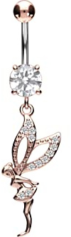 PIERCINGLINE Bauchnabelpiercing Titan Fee 925er Silber Piercing Bananabell Banane Roségoldfarben