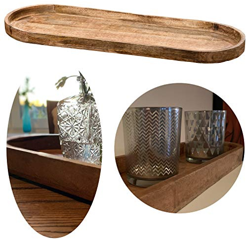 LS-LebenStil XXL Deko Tablett Mango Holz 81x24cm groß - Rechteckig runde Ecken - Serviertablett Holz-Tablett Obstschale Servierplatte Küchentablett Frühstückstablett