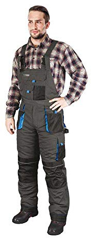 LEBER & HOLLMAN LH-FMNW-B_SBNXXL Formen Gefütterte Schutzlatzhose, Grau-Schwarz-Blau, XXL Größe
