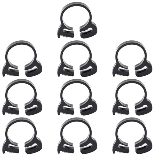 MroMax Double Snap Grip Nylon Hose Clamps-24.3mm-26.1mm/0.96-1.03 Adjustable Ratcheting Hose Clamp for Connecting, Fastening, Sealing Hoses and Other Tubular Objects Black 10Pcs