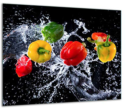 TMK ArtDeko Cache-plaque 1 pièce 60 x 52 cm – Protection anti-éclaboussures robuste, hygiénique et antidérapante – Protection de cuisinière en verre de sécurité