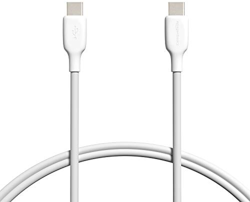 Amazon Basics Cavo di ricarica rapida da USB-C a USB-C 2.0, velocità 480 Mbps, certificato USB-IF, per Apple iPhone 16/15, iPad, Samsung Galaxy, tablet, laptop, 0.9 m, bianco