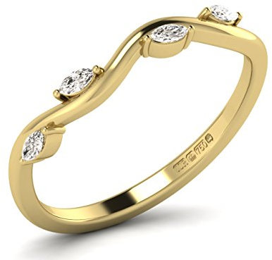 Bague en or jaune 18 carats avec diamants marquise 0,20 carats