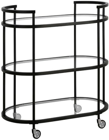 Henn&Hart 30 Wide Oval Bar Cart in Blackened Bronze, Bar Carts for the Home