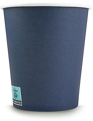 Wellsamed WELLSACUP 100 Stück Pappbecher 180 ml Dunkelblau, geeignet für Heiß- und Kaltgetränke, Coffee to Go, Business, Veranstaltungen, Party