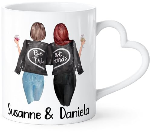 SpecialMe® Tasse Beste Freundin personalisiert persönliche Geschenke Freundschaft Frauen Best Friends mit Herz-Henkel Weiss Herz-Tasse