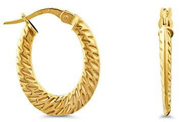 Miore Ohrringe Damen klassische glänzend gravierte Creolen aus Gelbgold 9 Karat/ 375 Gold, Ohrschmuck 2x20mm