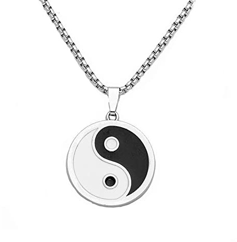 Yifnny Yin Yang Halskette, Edelstahl Yin Yang Taichi BFF Paare Anhänger Halskette Passende Puzzle Best Friend Halskette Yin Yang Gliederkette Halskette für Herren Frauen