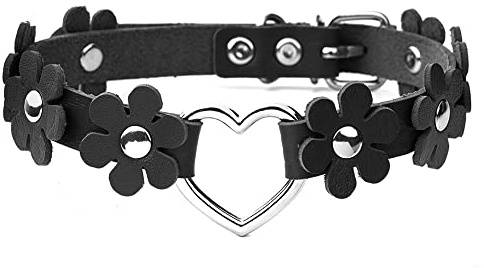 JJDreams Choker Leder Damen Gothic Halsband Choker Herz Schwarz Choker Halsband Blume Emo Schmuck