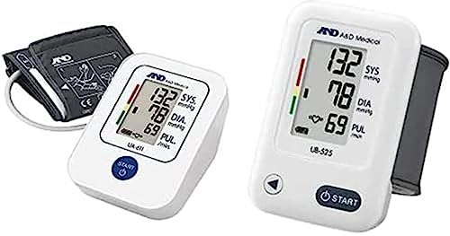 A&D Medical UA-611 Misuratore di Pressione Arteriosa da Braccio, Apparecchio Automatico per Misurare la Pressione Sanguigna a Casa + A&D Medical UB-525, Misuratore di Pressione Arteriosa da Polso
