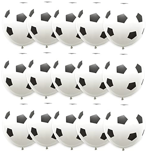 15 pcs Football Balloons,12 inch Black White Birthday Balloons for Sport Theme Party, World Cup Football Party Decorations