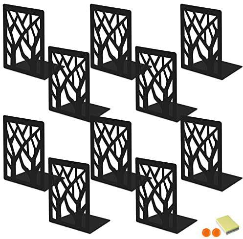 DIFIT Buchstütze, 5 Parr(= 10 Stück) Metall Buchstützen, Schwarz Bücherstütze Book Holder, Bücherhalter für Regal, Bücherstützen für Büro/Schule/Zuhause, Bookends for Shelves, 10cm X 12cm X 16.5cm