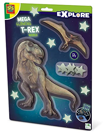 SES Creative 25129 - Megaleuchtende T-Rex-Welt, Leuchtet im Dunkeln; Coole Schlafzimmerdeko mit Dinomotiven; Riesiger T-Rex; Deko für Kinder