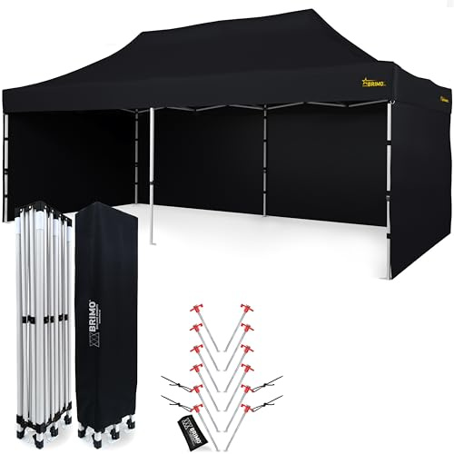 Económico Star Cenador Plegable 3x6 100% Impermeable 3 Paredes Laterales 12 Pasadores de Anclaje + 4 sogas Cubierta Protectora para Fiestas Carpa de Fiesta Gazebo Plegable Carpa Extensible Negro
