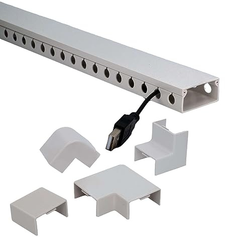 Intirilife Lot de 9 couvercles de gestion de câbles en PVC blanc de 39 x 4 x 2 cm - pour une gestion facile des câbles