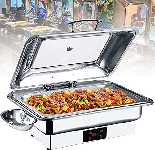 Buffetserver und Warmhaltetablett, Warmhalteplatten zum Warmhalten von Speisen, 9 l 13 l elektrische Chafing Dishes mit Touch-Display, 600 W schnelles Aufheizen, 30 ℃ - 90 ℃ Einstellung, hält Speisen