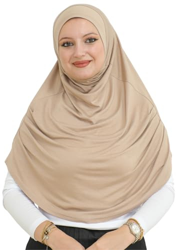 Prien Hijab Pour Femme | Prêt Turban Musulmane | Foulard Doux Pour La Priere | Bonnet Long | Vetement Islamique, Jersey Abaya | Robe De Prière Pour Ramadan, Mawlid, Hajj (Vison Profond)
