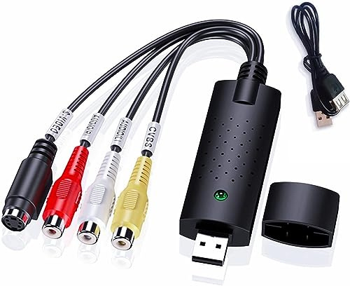 SZJUNXIAO USB 2.0 Audio Video Grabber USB 2.0 Audio Video Grabber Convertisseur analogique vers numérique avec Adaptateur pour VHS/VCR/TV vers DVD pour Windows 11/10/8/7/Mac
