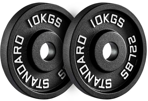 FK Sports Olympic Weight Plates, 2 Cast Iron Weights, Barbell Plates 2.5kg, 5kg, 10kg, 15kg, 20kg, 25kg, Durable Weight Plates for Home Gym & Fitness, Weight Set, Sold in Pair (C) 2 X 10KG)