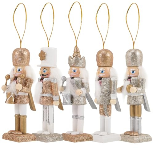 5 schiaccianoci per albero di Natale, decorazione per le bambole di Natale, decorazione per la sala da pranzo, centrotavola, decorazione in legno