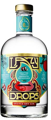 Lazy Drops Orange Dry Gin - 42% Vol. Mediterran inspiriert, hergestellt aus 6 aromatischen Botanicals, darunter spanische Orange, Fenchel und Muskat - 70cl/700ml