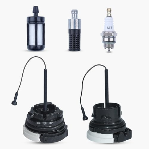 Haishine Bouchon d'Essence Bouchon d'Huile pour stihl MS171 MS181 MS192 MS193 MS200 MS230 MS231 Tronçonneuse Débroussailleuse Taille-Haie avec Bougie d'Allumage + Filtre à Huile + Filtre