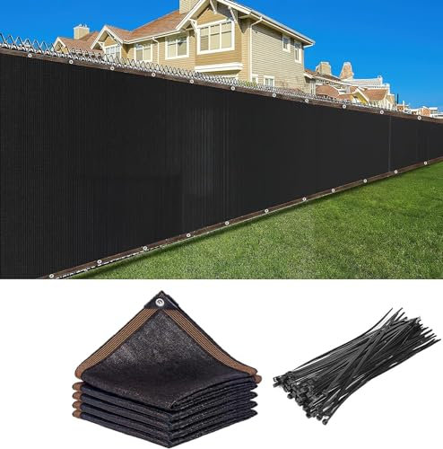 Privacy Screen Fence, 2m x 15m Black Fence Covering Privacy Screen Outdoor,Fencing Mesh Shade Cover for Patio Privacy Wall,Garden Wall Yard Backyard,Railing,Cable Zip Ties Included (6.5 x 50 ft)