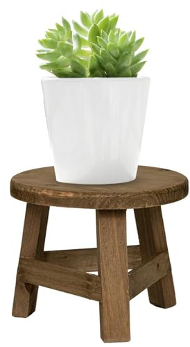 Dmuzsoih 17,8 × 17,8 × 15 cm M- sgabello espositore – Sgabello per fioriera in legno, sgabello in legno per bambini, supporto rotondo in legno per bonsai, supporto per vasi di fiori in legno