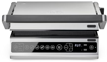 Solis Contact Grill Pro (tipo 7953) - Barbecue elettrico apribile a 180°, Panini Maker, Sandwich Tostapane, Bistecchiera per verdure, antiaderente, lavabile in lavastoviglie, acciaio inossidabile