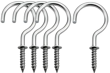 IDEALSV 36 Pcs 1-1/2 Stainless Steel Screw Hooks Screw-in Light Hooks Screw Cup Hook Ceiling Hooks