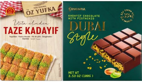 OZYUFKA Kadayıf Kadaifi frais pour chocolat Dubaï 400 g, chocolat Chocovia Dubaï 100 g
