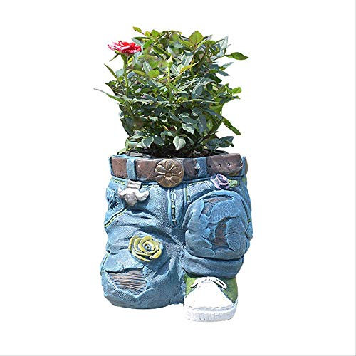 SBCGFY Figurines de Jardin Décoration Statue Créative Rétro Dessin Animé Cowboy Plantes Succulentes Pot De Fleurs Décor Pantalon Moderne Art