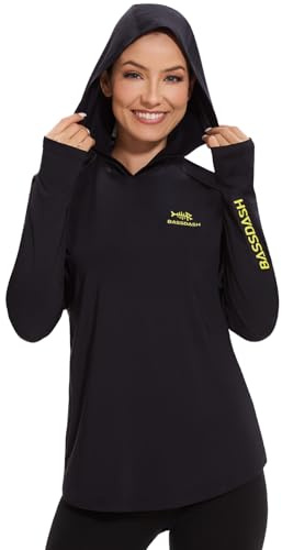 BASSDASH Women‘s UPF 50+ Long Sleeve Fishing Hoodie Shirt with Pocket Sun Protection Lightweight Hooded Shirts FS04W