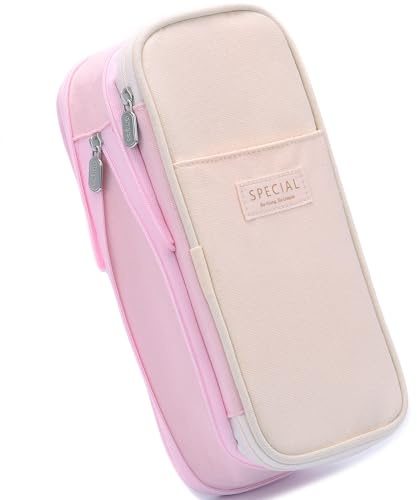 BenPo bar Cute Aesthetic Large Capacity Pencil Case Expandable Fabric Pen Bag Organizer with Compartments Zipper Closure Soft Pouch for Girls Boys Kids Women Adults Teens Nurses Ideal for School Pink