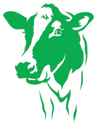Calcomanías de pared con cabeza de vaca, animales, granja lechera, pueblo, 54 x 72,2 cm, personalización personalizada, grande, verde