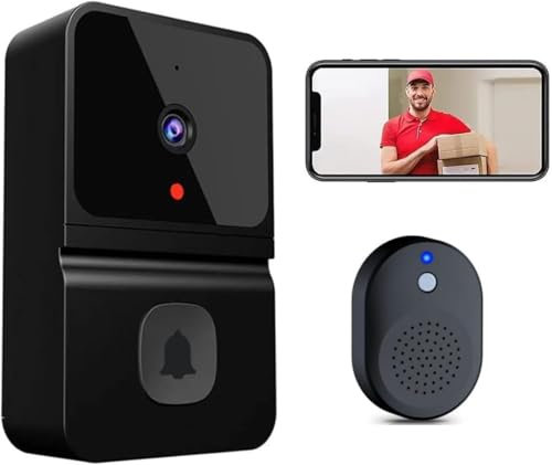 CWZYMYY Video Door Bells Wireless WiFi Video Doorbell with Camera Smart Security Doorbell with Cloud Storage, Motion Detection, Two-Way Audio Home Intercom, Rechargeable Batteries, HD Night Vision x2