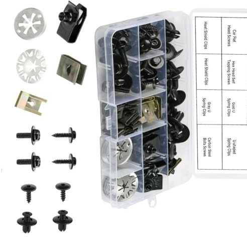 FTXanty Clips de Fixation Voiture 80 pièces Vis et Boulons de Voiture Attache Auto Clips de Carrosserie U Rivet pour Fixation Réparation et Remplacement de Auto