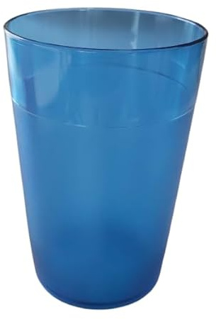 Villaclinic. Vaso de Policarbonato-COP 250cc 12 unidades Reutilizable, Irrompible, para Agua, zumos, etc, apto mircroondas y lavavajillas, apilable Uso Diario, rojo o azul (Azul, 250cc)
