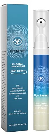 5% Di Sieri Per Gli Occhi Di Caffeina, Roller Ball Per Gli Occhi, Trattamenti Per Gli Nutrienti, Con Applicatore Di Raffreddamento A 360 °, 15ml, Per Occhiali Scuri, Gonfiore E Rughe