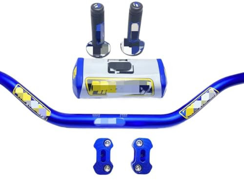 Janmobrian Guidon Moto, Guidon pour Pro Taper Pack Bar 1-1/8 Poignées de Barre de Poignée Pit Pro Racing Dirt Pit Bike Moto CNC Adaptateur 28.5mm Bleu