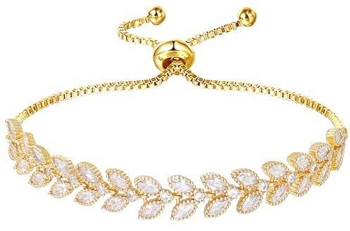 Yiqeenho Women Tennis Bracelet Cubic Zirconia Bracelets Adjustable Gold/Silver Plated Bracelets