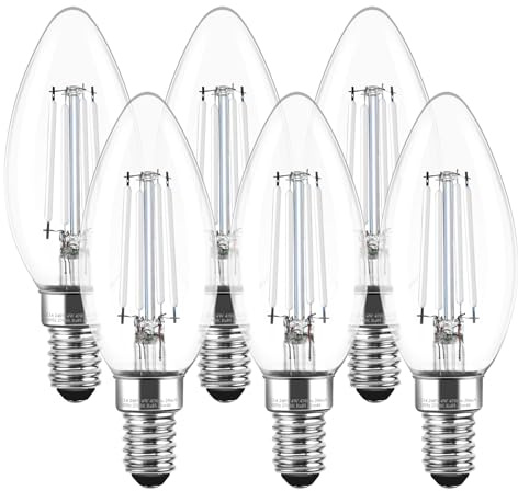 Levidon E14 Led Light Bulb, Non-Dimmable Candle Light Bulbs Small Screw 4W (40W Equivalent) SES Lightbulb Edison Screw Bulb Warm White 470 Lumens, 2700K Warm White 6 Pack