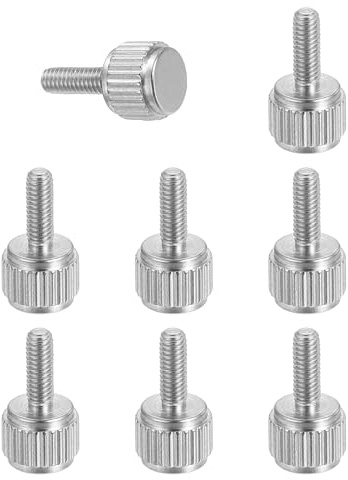 sourcing map Messschieberschrauben, M2,5 x 8 mm, Edelstahl, Flachkopf-Rändelschrauben, metrisch, gerändelt, Rundkopfschrauben, Griffknöpfe, handfeste Gewindebefestigungen für Messwerkzeug, 8 Stück