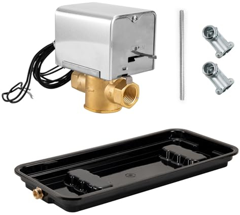 Faucet Steam System Steam Generator Auto Drain and Generator Pan for Use with 240v Generators, Steam System Automatic Purge Drain with Motorized Ball Valve for model AD-240, 5GA-PAD-240